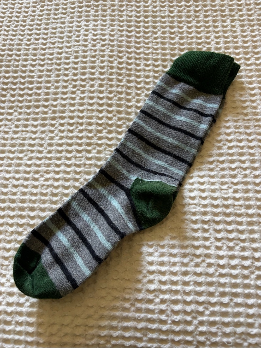 Madewell Green and Gray Striped Crew Sock